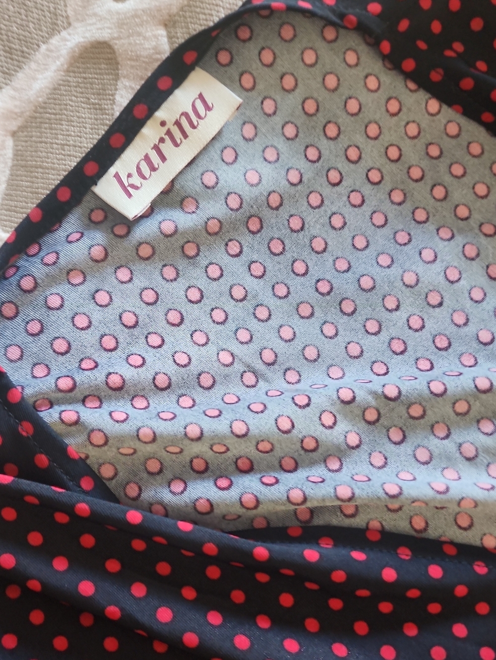Karina - Penelope Dress - Black With Red Polka Dots Sz M/L NWT 1/2 Off - Picture 3 of 6